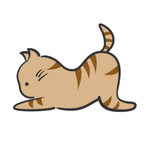 猫伸びのポーズ茶トラ